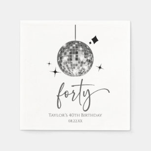 Forty Silver Disco Ball 40th Birthday Party Napkin