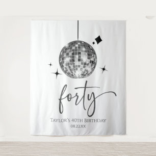 Forty Silver Disco Ball 40th Birthday Party Tapestry
