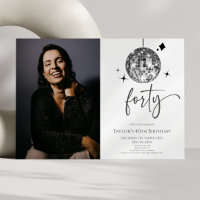 Forty Silver Disco Ball Photo 40th Birthday Party