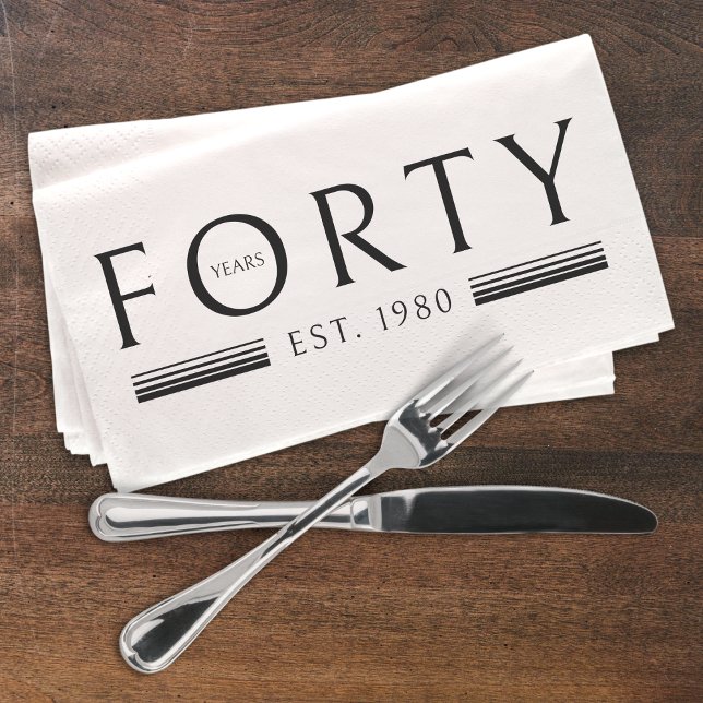 Forty Years 40th Birthday Napkin (Forty Years 40th Birthday Paper Guest Towels
)