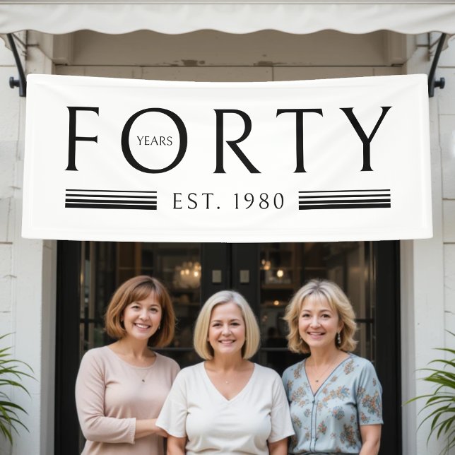 Forty Years 40th Birthday Party White Banner (Forty Years 40th Birthday Party White Banner
)