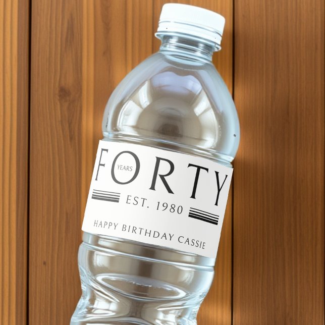 Forty Years 40th Birthday Water Bottle Label (Forty Years 40th Birthday Water Bottle Label
)