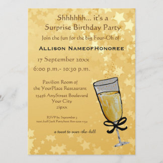 Forty Years Old Birthday Champagne Toast Invitation