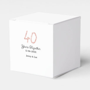 Forty years together black pink glitter bold lette favour box