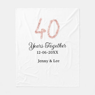 Forty years together black pink glitter bold lette fleece blanket
