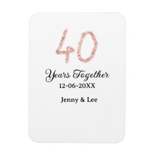Forty years together black pink glitter bold lette magnet