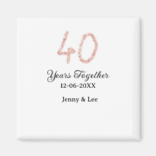 Forty years together black pink glitter bold lette magnet