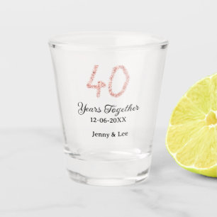 Forty years together black pink glitter bold lette shot glass