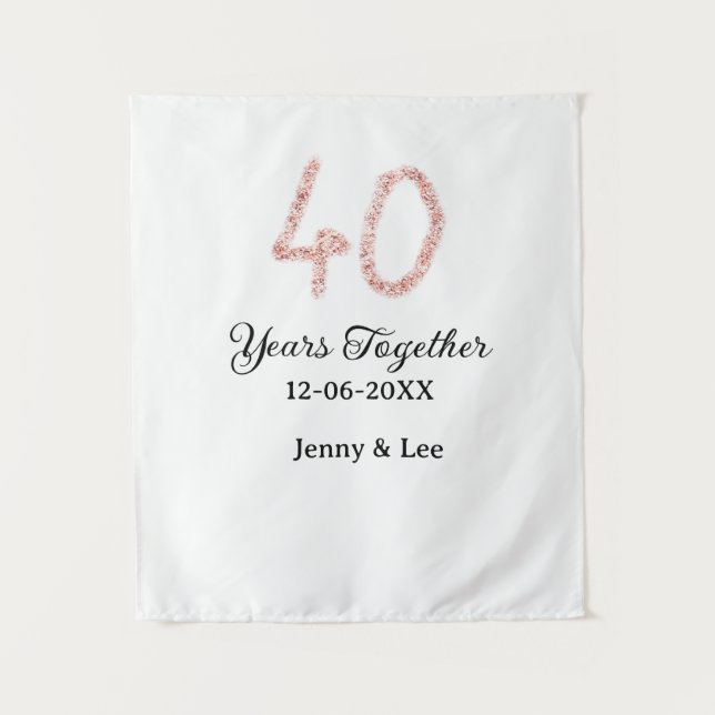 Forty years together black pink glitter bold lette tapestry (Front)