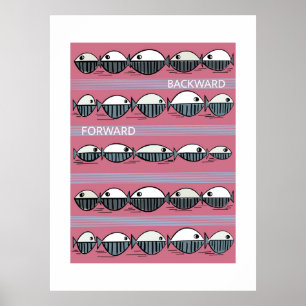 Forward and Backward – Minimal Fish Pattern Poster