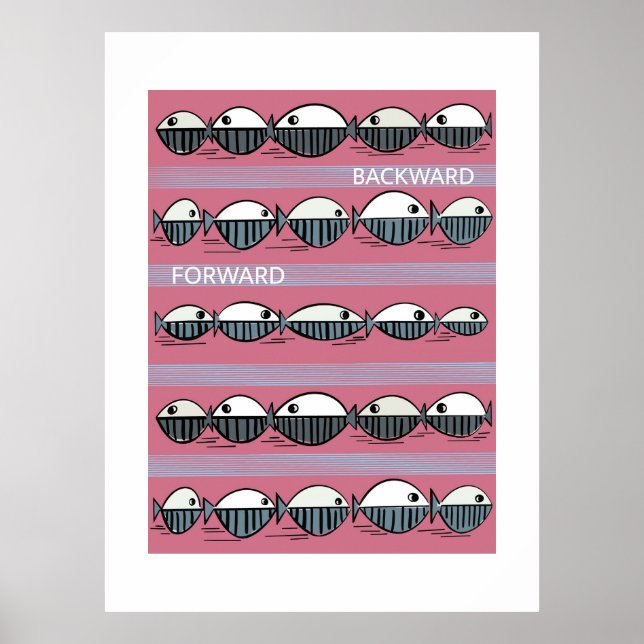Forward and Backward – Minimal Fish Pattern Poster (Front)