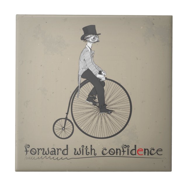 Forward with Confidence Vintage Bicycle Tile (Front)