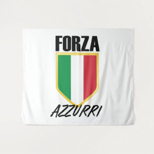 Forza Azzurri Italy Flag Soccer Tapestry