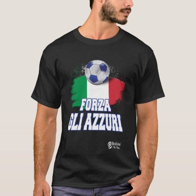 Forza Gli Azzuri Version 3 Black T-Shirt (Front)