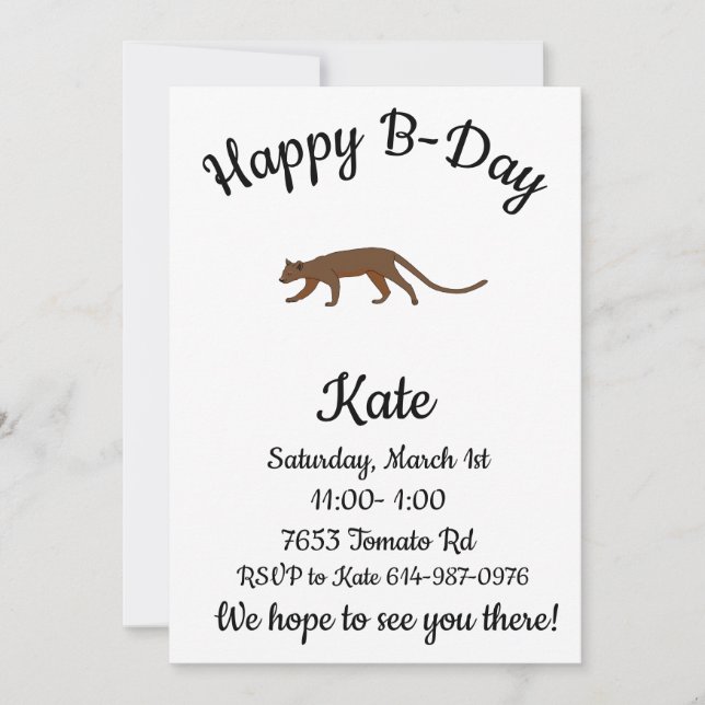 Fossa Happy B-day Invitation (Front)