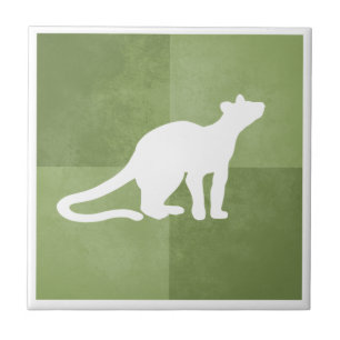 Fossa Madagascar endemic catlike carnivore green Tile