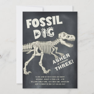 Fossil Dig Dinosaur Birthday Party  Invitation