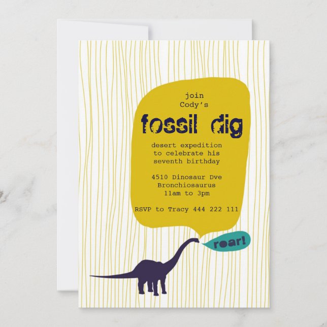 Fossil Dig Invitation (Front)