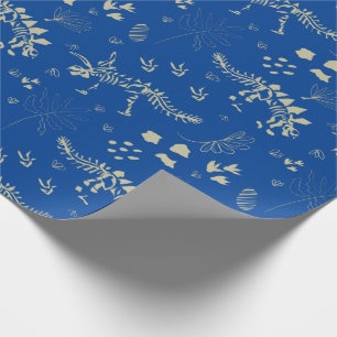 Fossil Digging Dinosaur Blue and beige Wrapping Paper