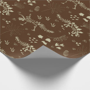 Fossil Digging Dinosaur Brown and beige Wrapping Paper