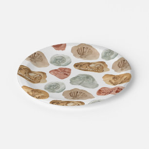 Fossil dinosaur birthday party paper plate