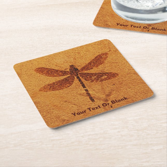 Fossil Dragonfly Square Paper Coaster (Angled)