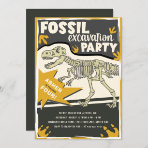Fossil Excavation Dinosaur Birthday Party Invitation