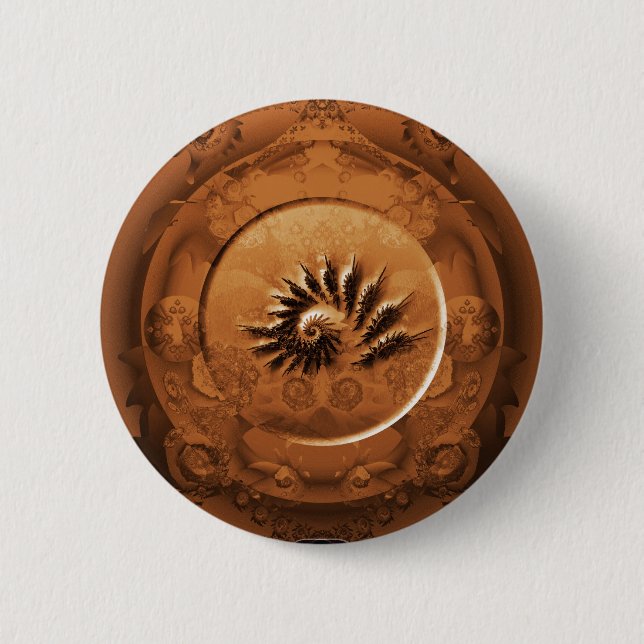 Fossil fractal mirror 6 cm round badge (Front)