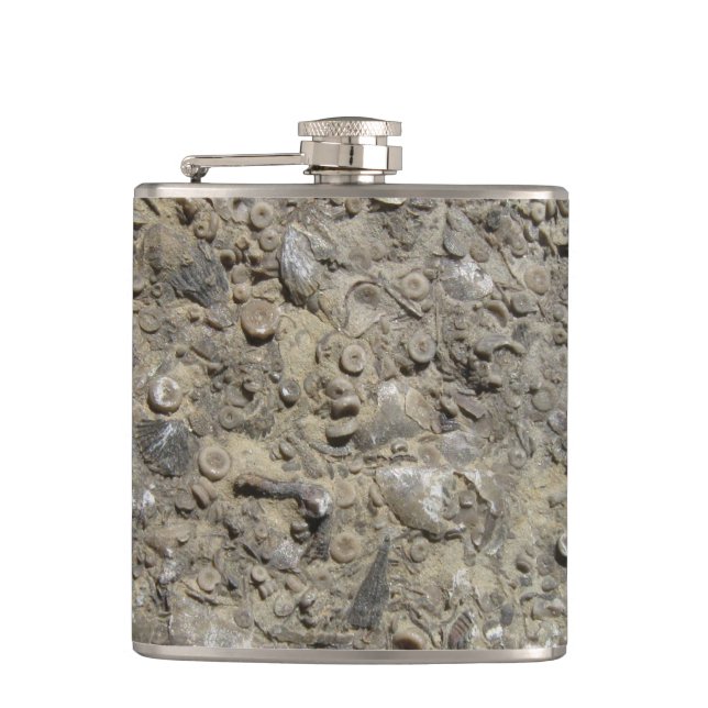 Fossil Hash Limestone Geology Hip Flask (Front)