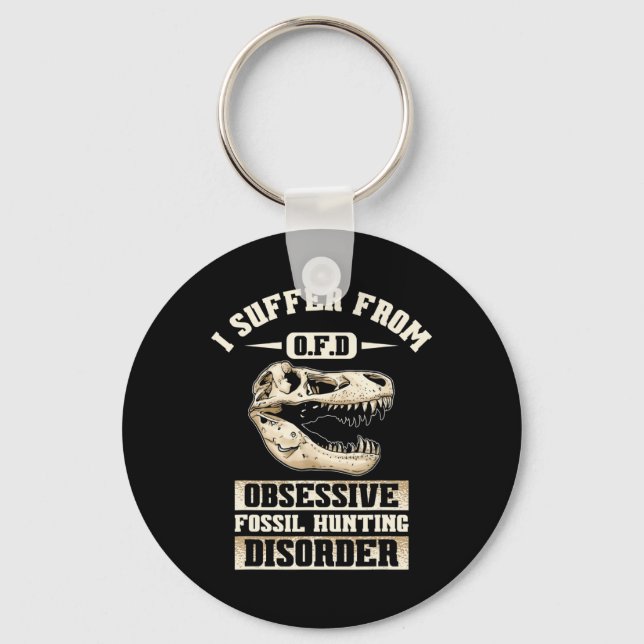 Fossil Hunting Dinosaur Bones Paleontologist Fossi Key Ring (Front)