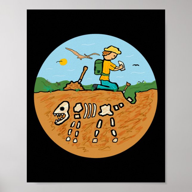 Fossil Hunting Dinosaur Bones Paleontologist Fossi Poster (Front)