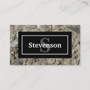 Fossil Limestone Rock with Your Name and Monogram Business Card