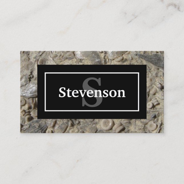 Fossil Limestone Rock with Your Name and Monogram Business Card (Front)