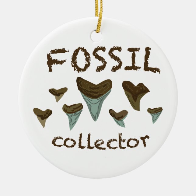 Fossil Shark Teeth Ceramic Tree Decoration (Front)