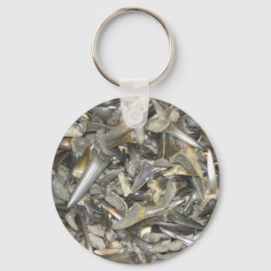Fossil shark teeth pattern key ring