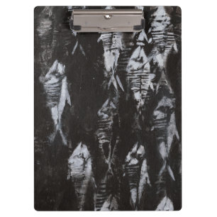 Fossil White Fish on Black Background Clipboard