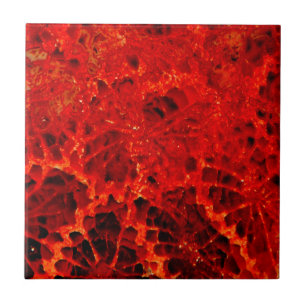 Fossilised coral red dyed stone tile