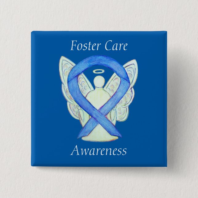 Foster Care Angel Blue Awareness Ribbon Pin (Front)