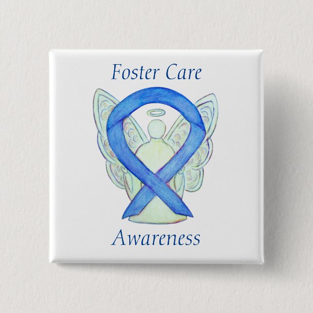 Foster Care Angel Blue Awareness Ribbon Pin (Front)