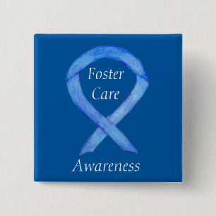 Foster Care Blue Awareness Ribbon Custom Pin