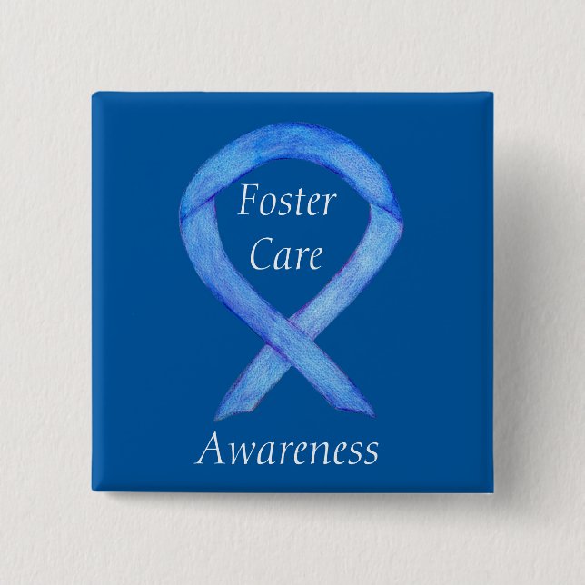 Foster Care Blue Awareness Ribbon Custom Pin (Front)