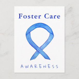 Foster Care Blue Awareness Ribbon Custom Postcards