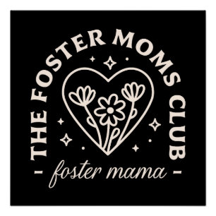 Foster care moms club group retro vintage black poster