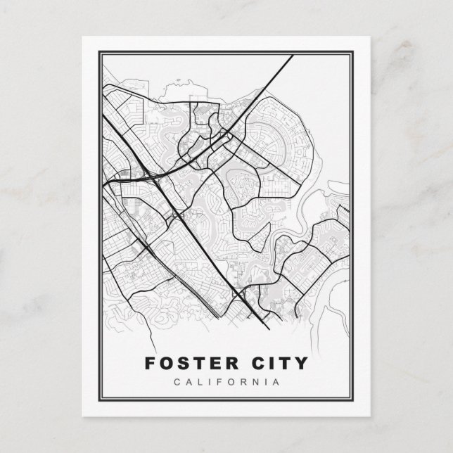 Foster City Map Holiday Postcard (Front)