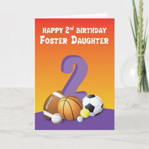 Foster Daughter 2nd Birthday Sports Balls Card