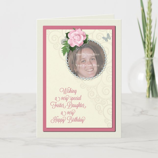 Foster daughter, add a photo,birthday card (Front)