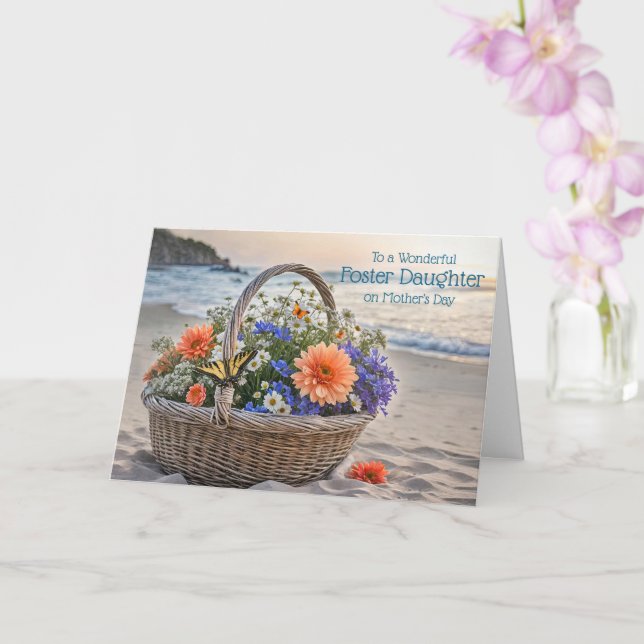 Foster Daughter Happy Mothers Day Beach Card (Orchid)