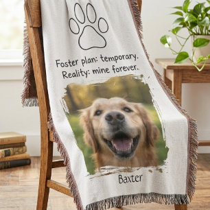 Foster Fail Paw Print Photo Throw Blanket