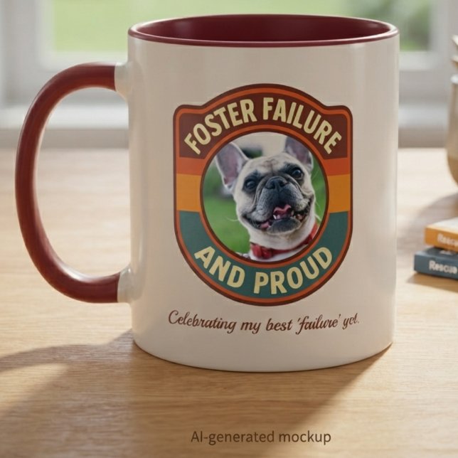 Foster Failure and Proud Retro Animal Rescue Gift Mug (Retro animal rescue gift mug celebrating the proud journey of fostering a new best friend.)