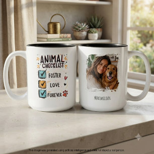 Foster Pet Animal Checklist Two-Tone Coffee Mug